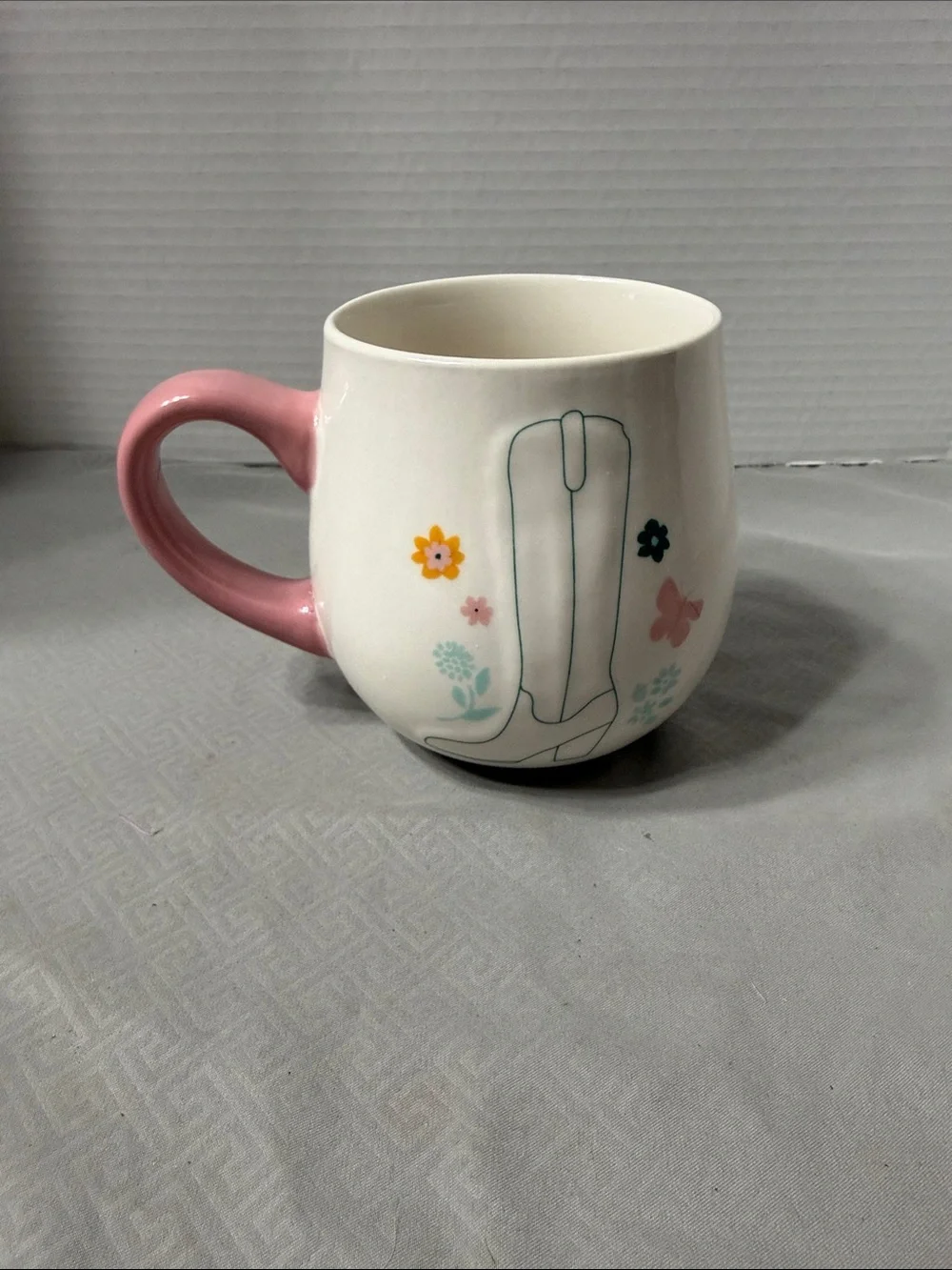 Dolly Parton Floral Cowboy Boot Ceramic Mug with Pink Handle